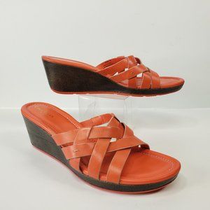 Cole Haan Air 8B Orange Strappy Wedge Heel Sandals